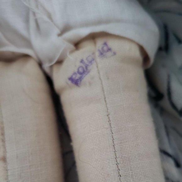 Vintage Polish/Poland Jointed Cloth Sawdust Doll Plastic Face Hair England - Picture 7 of 7